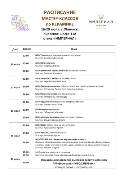 Afisha-go. Афиша мероприятий: Мастер-классы по керамике